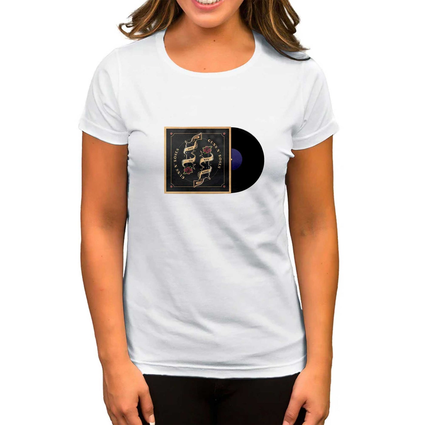 Guns N Roses New Fose Plak Beyaz Kadın Tişört