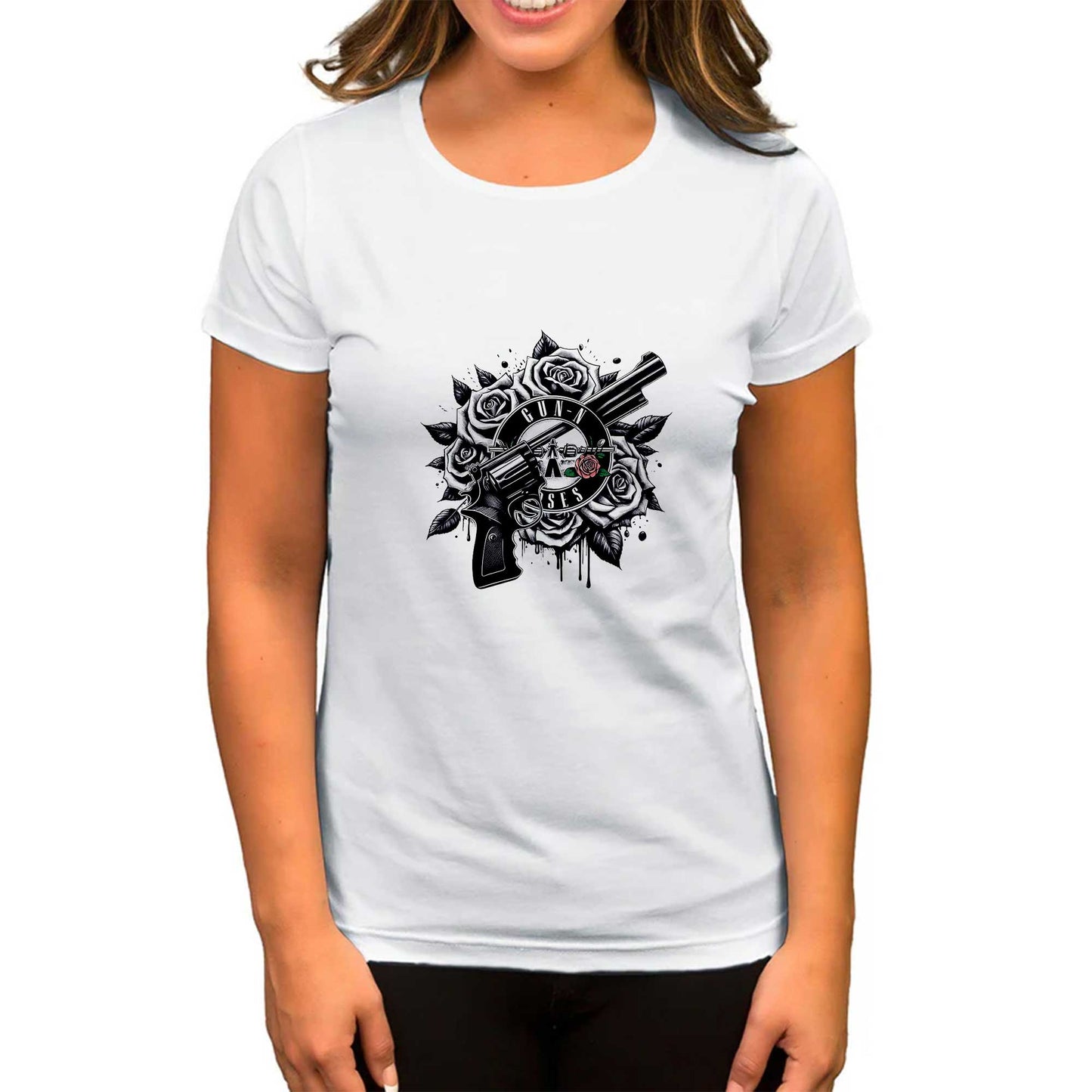 Guns N Roses Guns Logo Beyaz Kadın Tişört