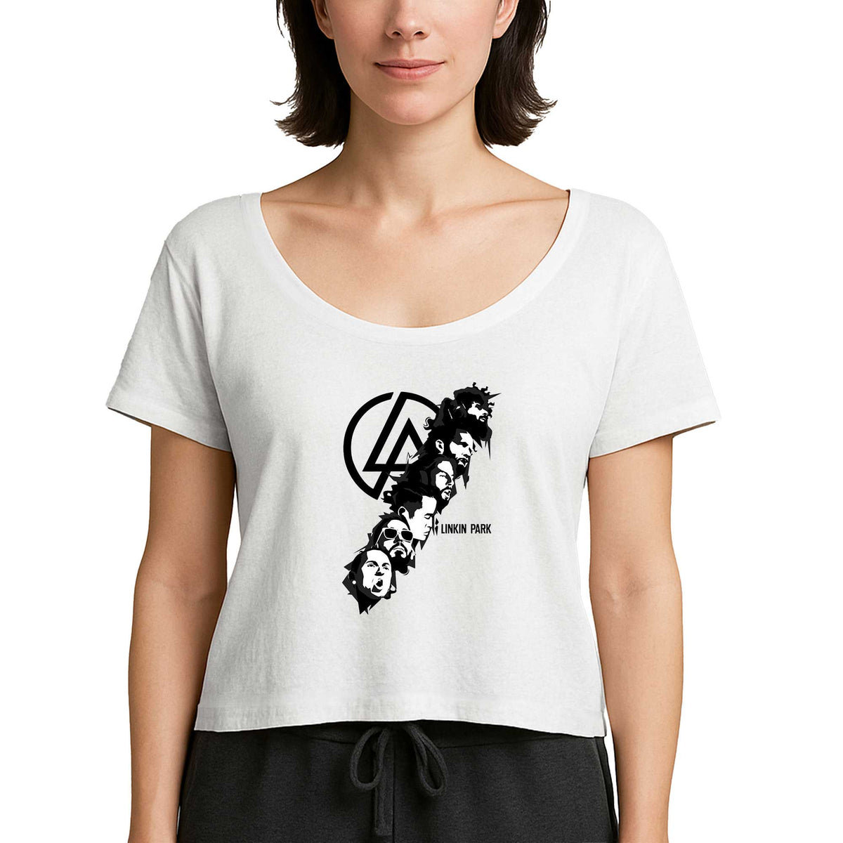 Linkin Park Logo Siluet Beyaz Kadın Tişört