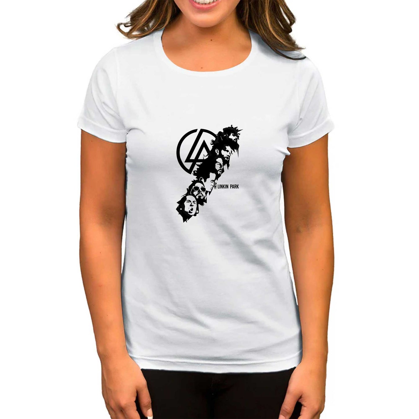 Linkin Park Logo Siluet Beyaz Kadın Tişört