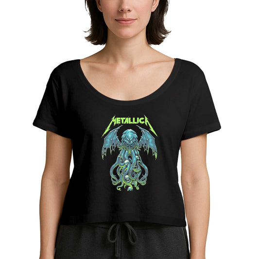 Metallica Octopus Bat Siyah Kadın Tişört