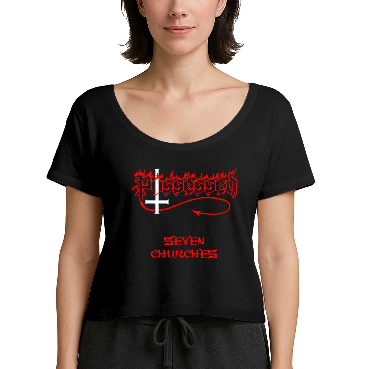 Possessed Seven Churches Siyah Kadın Tişört