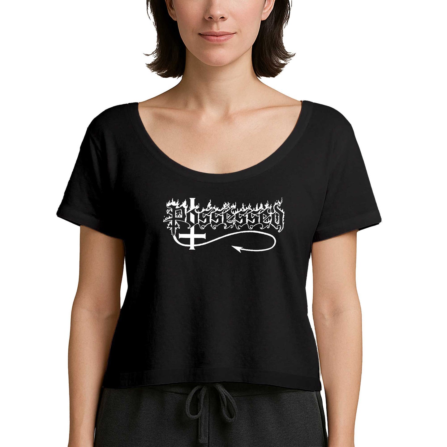 Possessed Text Logo Siyah Kadın Tişört