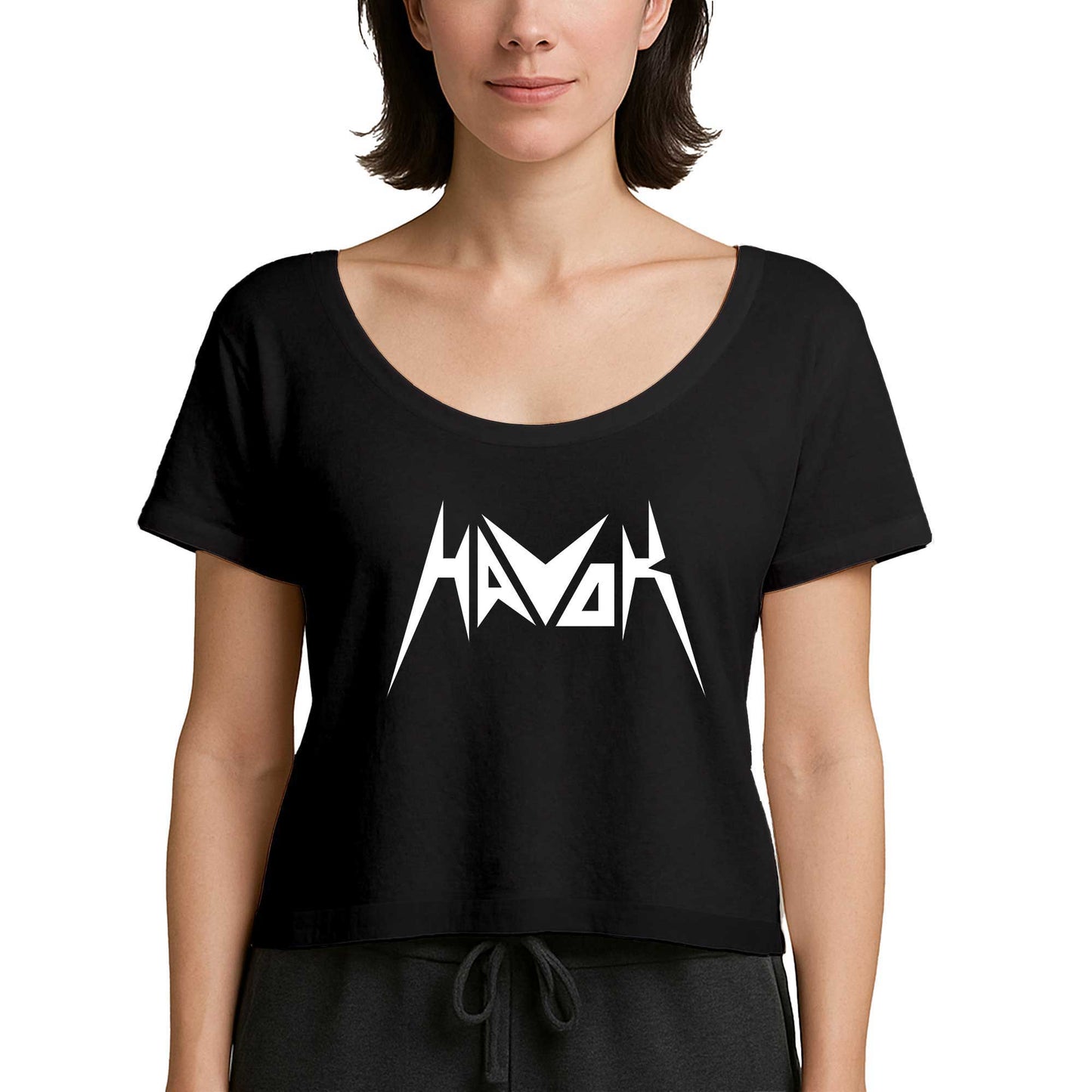 Havok Logo Text Siyah Kadın Tişört