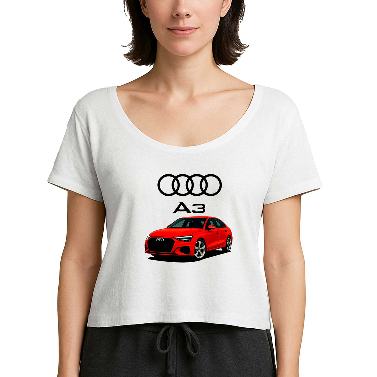 Audi A3 Text Logo Beyaz Kadın Tişört