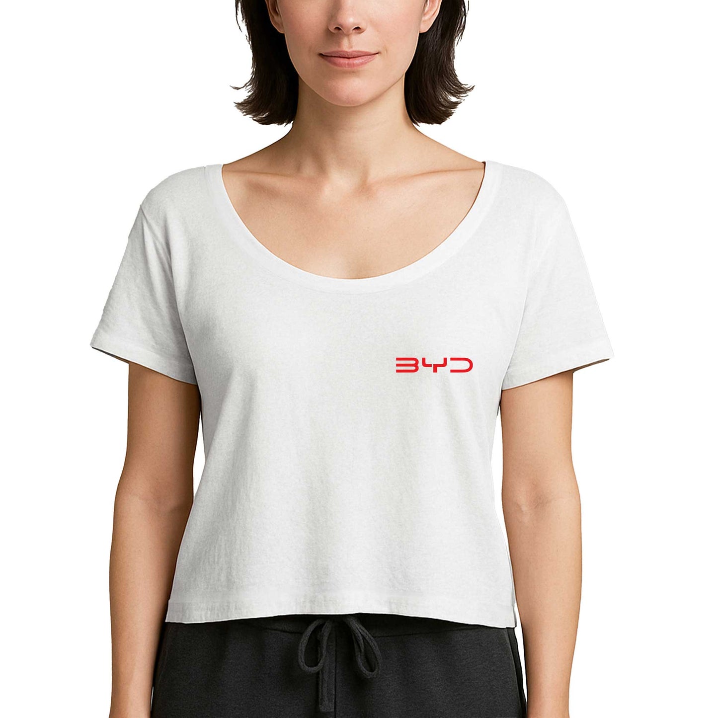 BYD Logo Text Red Beyaz Kadın Tişört