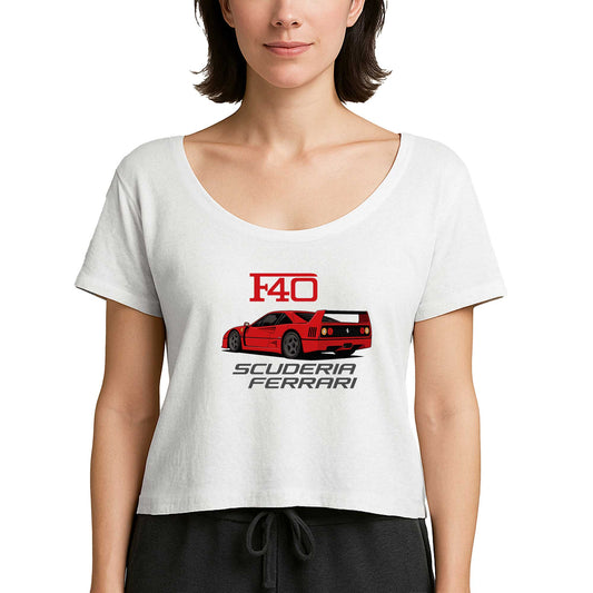 Ferrari F40 Beyaz Kadın Tişört
