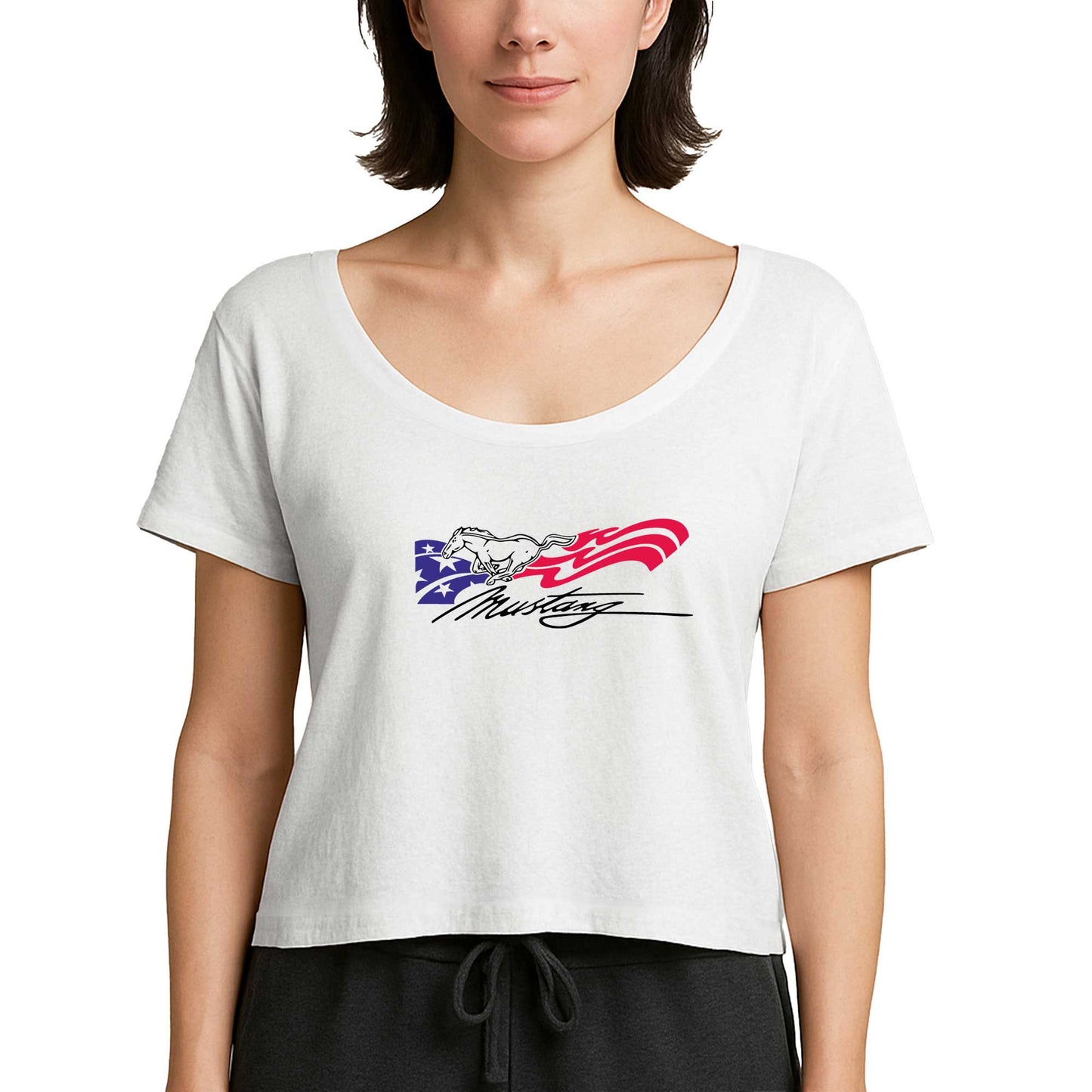 Mustang Amerika Beyaz Kadın Tişört