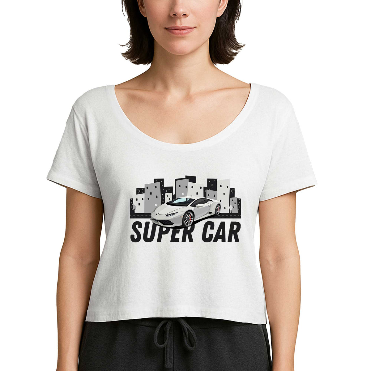 Süper Car Lamborghini Beyaz Kadın Tişört