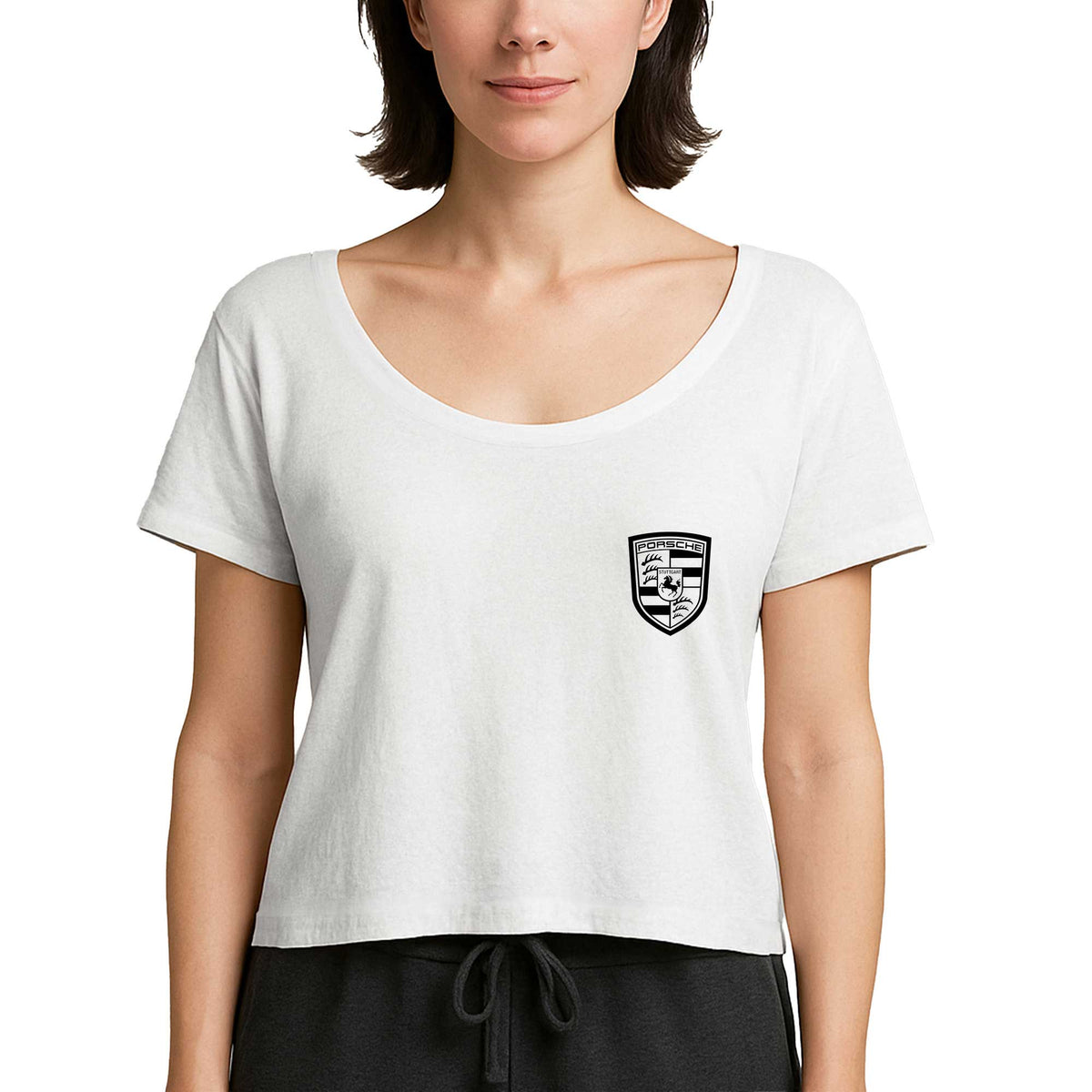 Porsche Logo Black Beyaz Kadın Tişört