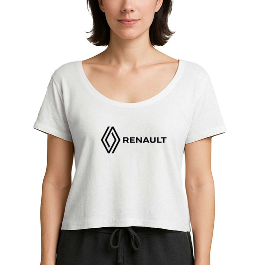 Renault Text Logo Beyaz Kadın Tişört