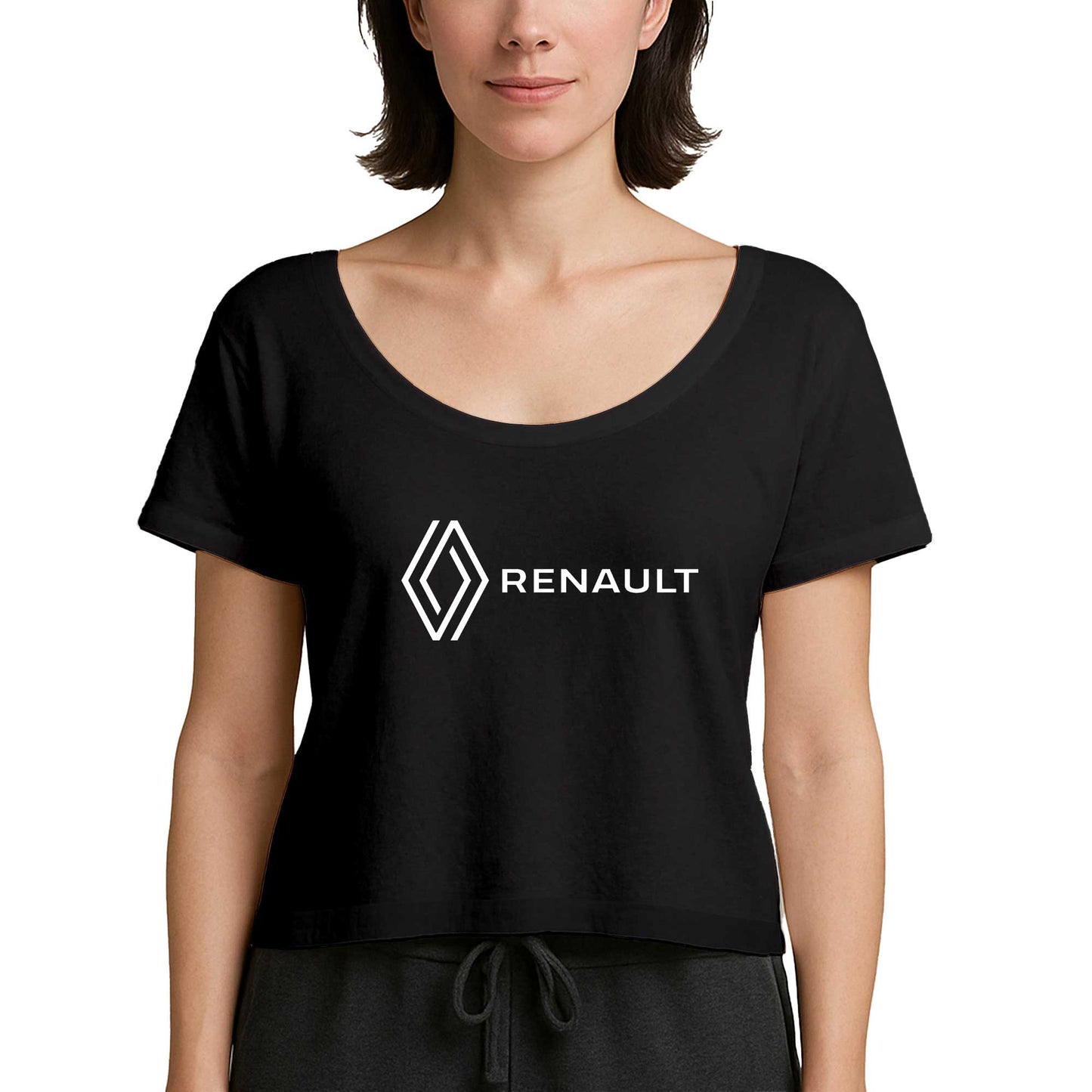 Renault New Logo Text Siyah Kadın Tişört