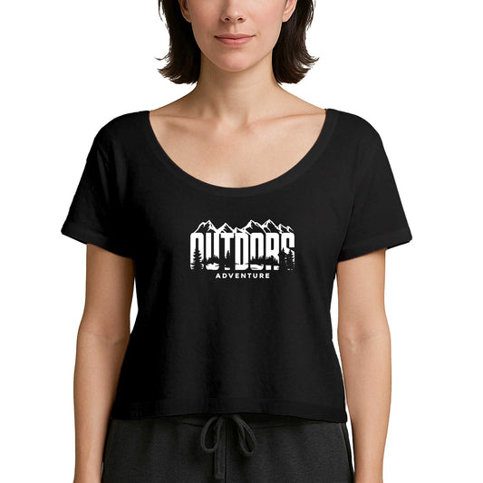 Outdors Adventure Siyah Kadın Tişört