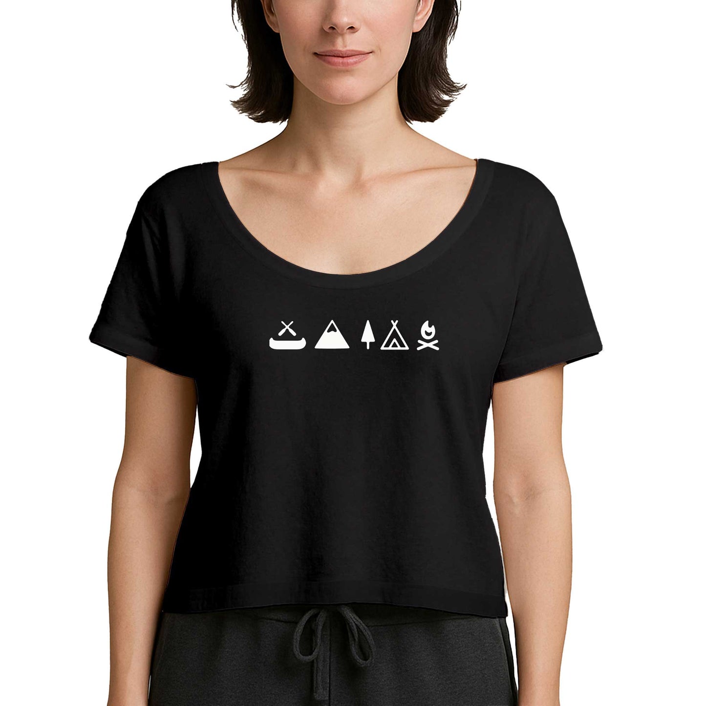 Camp Icon Siyah Kadın Tişört