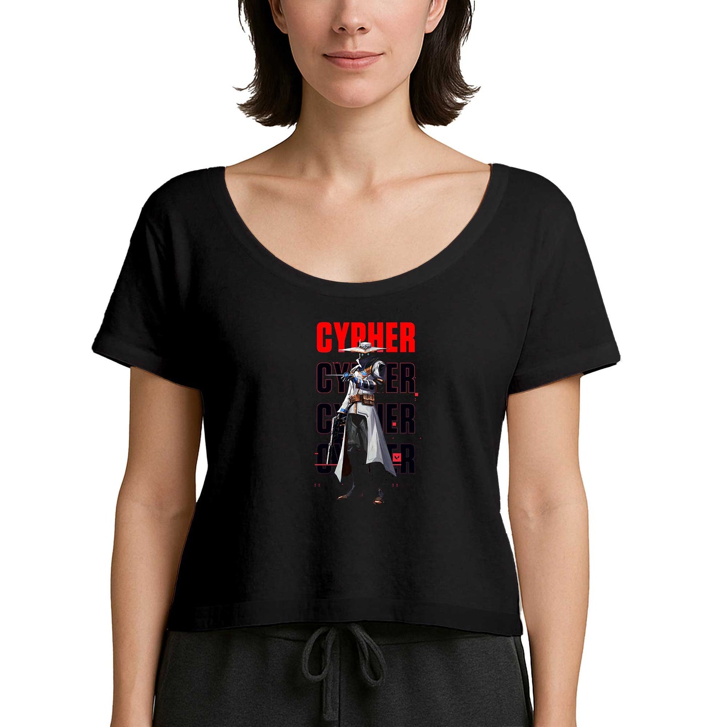 Valorant Cypher Siyah Kadın Tişört