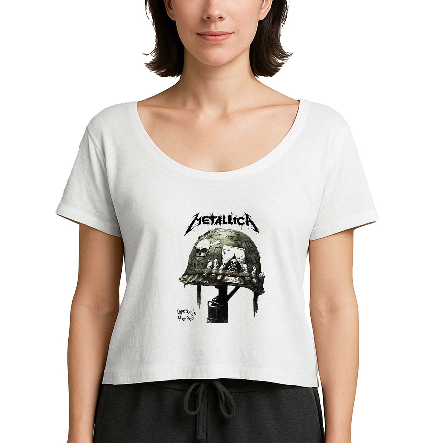 Metallica Diposab e Heroes Beyaz Kadın Tişört