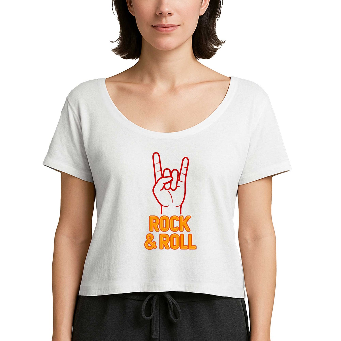 Rock Roll Beyaz Kadın Tişört