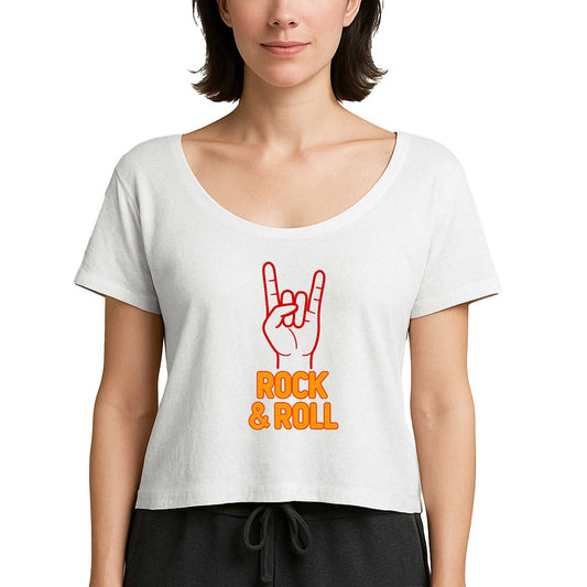 Rock Roll Beyaz Kadın Tişört