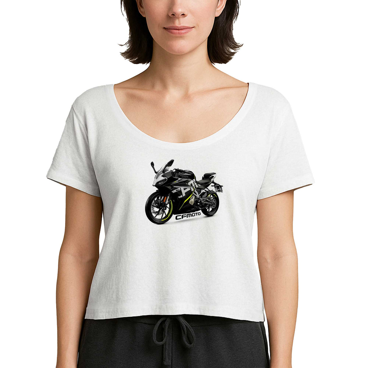 CFMOTO 250SR And Text Beyaz Kadın Tişört