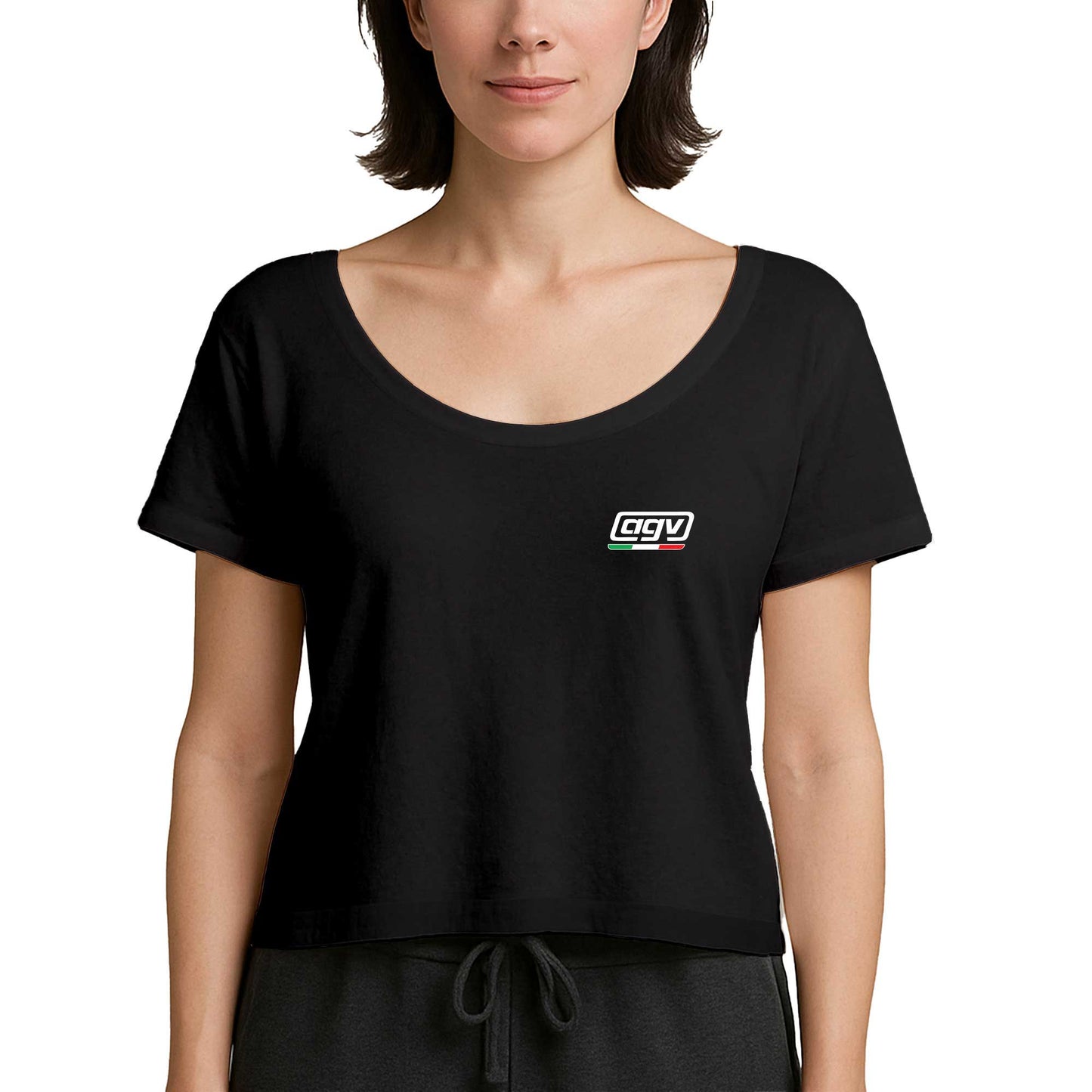 AGV İtalya Logo Siyah Kadın Tişört