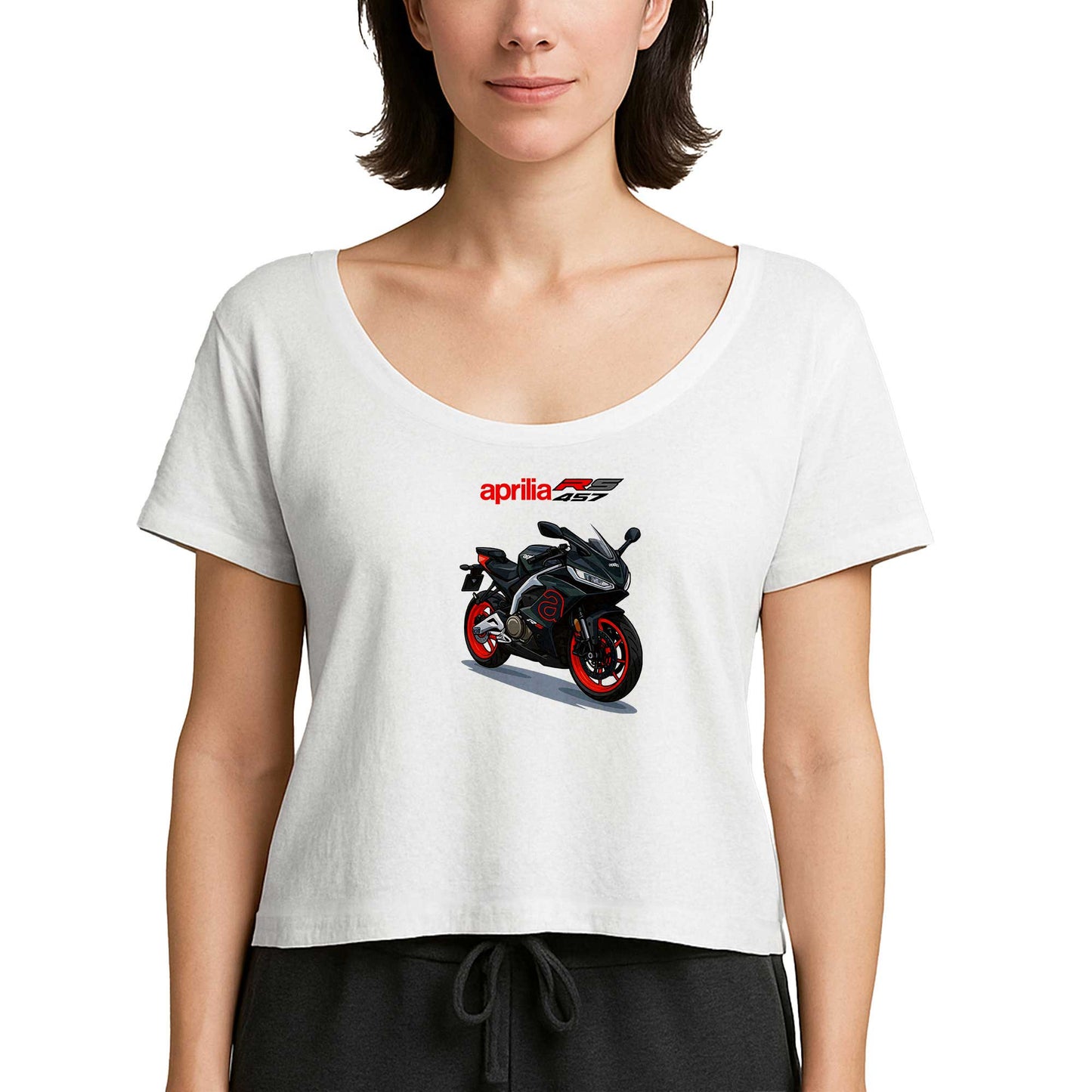 Aprilia 457RS Beyaz Kadın Tişört