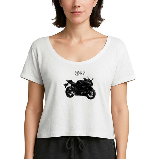 Yamaha R7 Black Beyaz Kadın Tişört