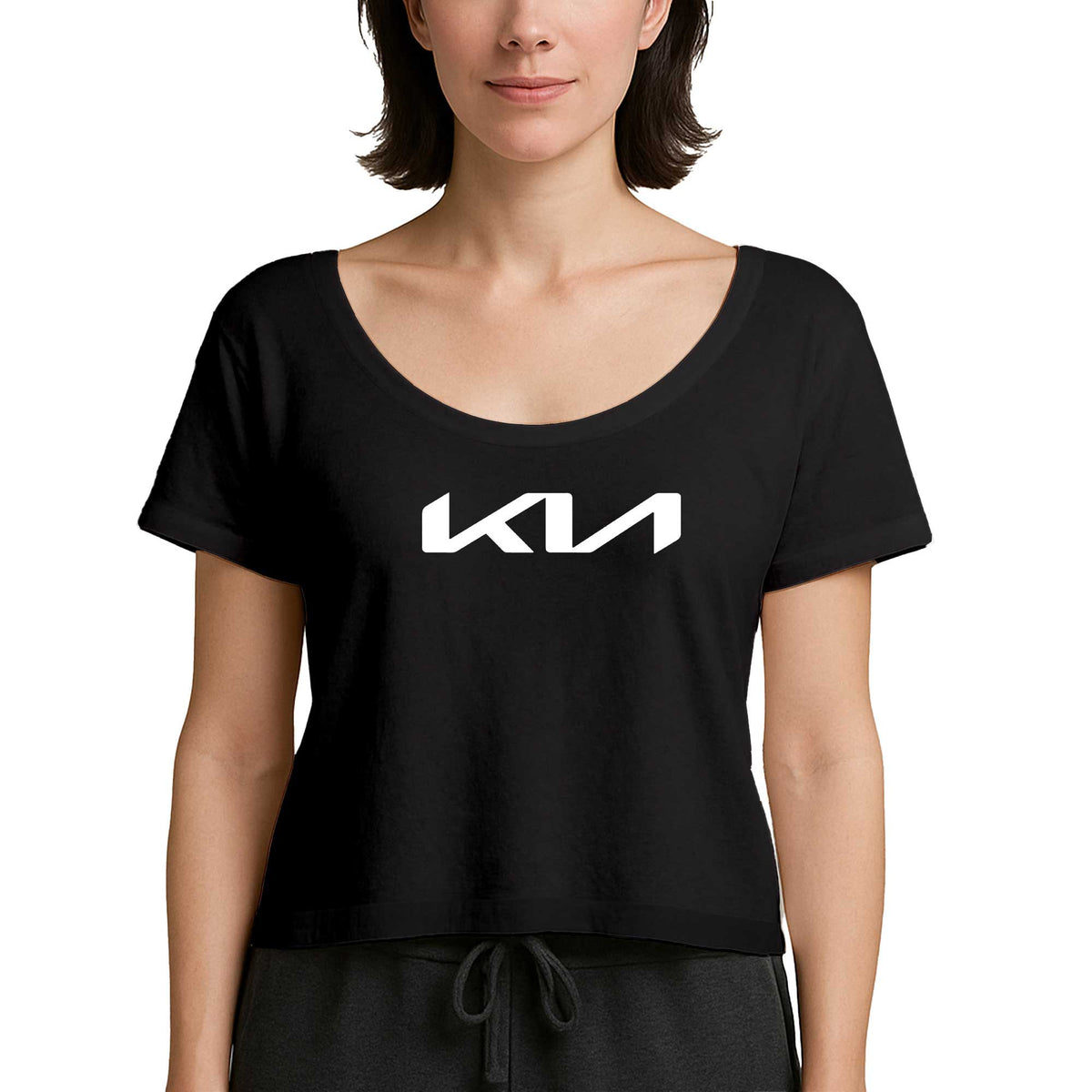 Kia New Logo Siyah Kadın Tişört