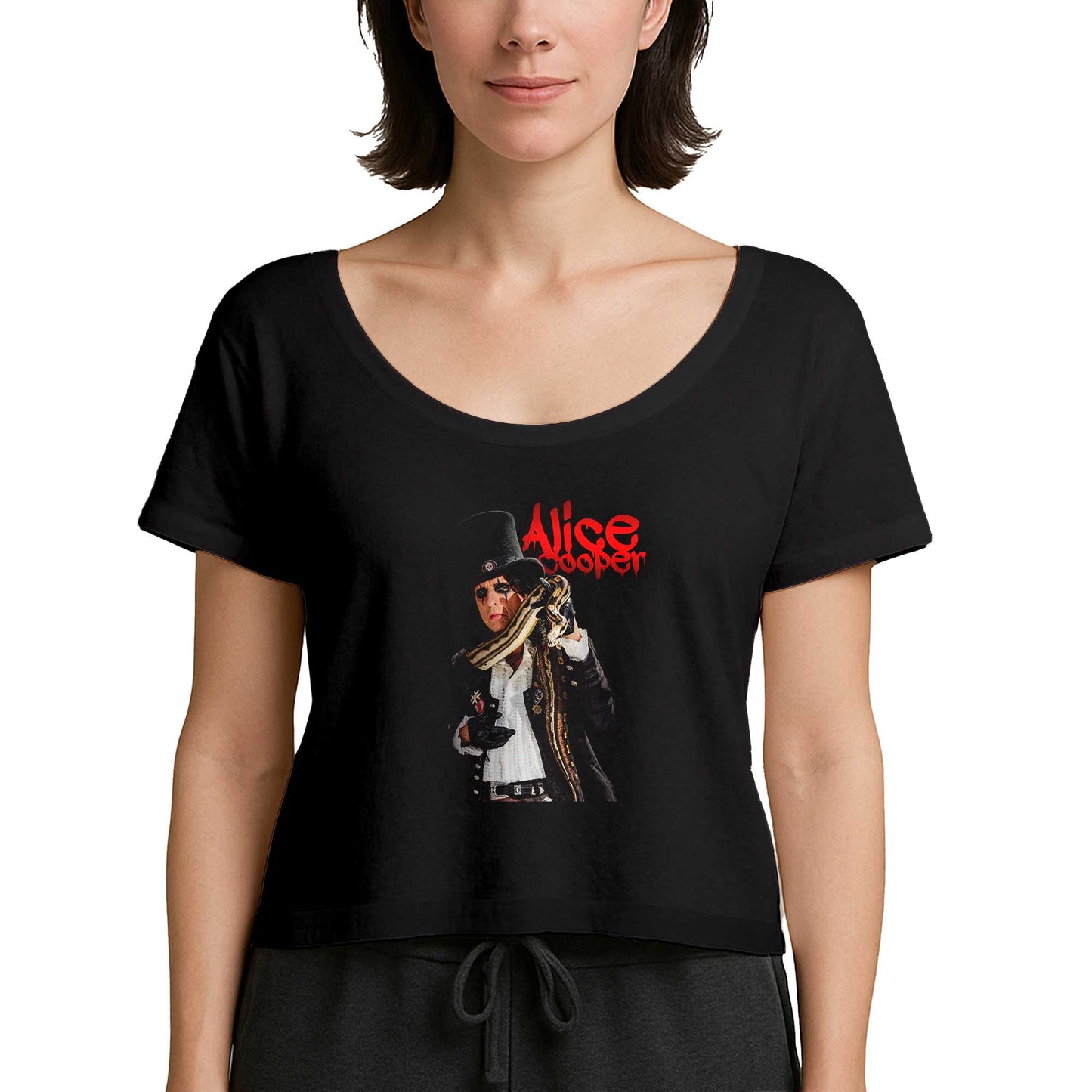 Alice Cooper Snake Siyah Kadın Tişört