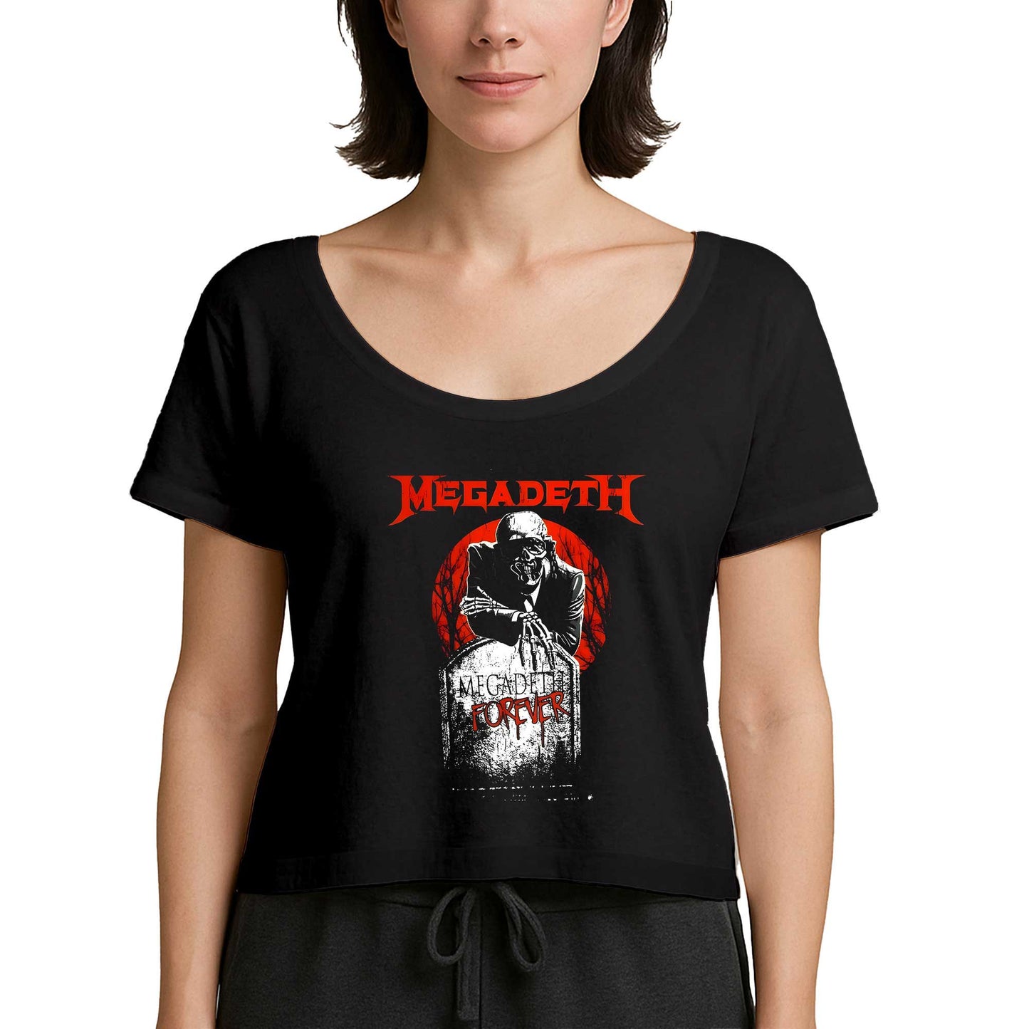 Megadeth Forever on Reels Siyah Kadın Tişört