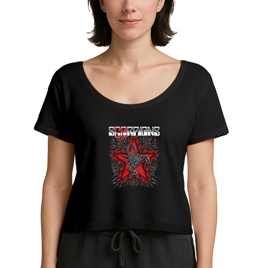 Scorpions Red Star Siyah Kadın Tişört