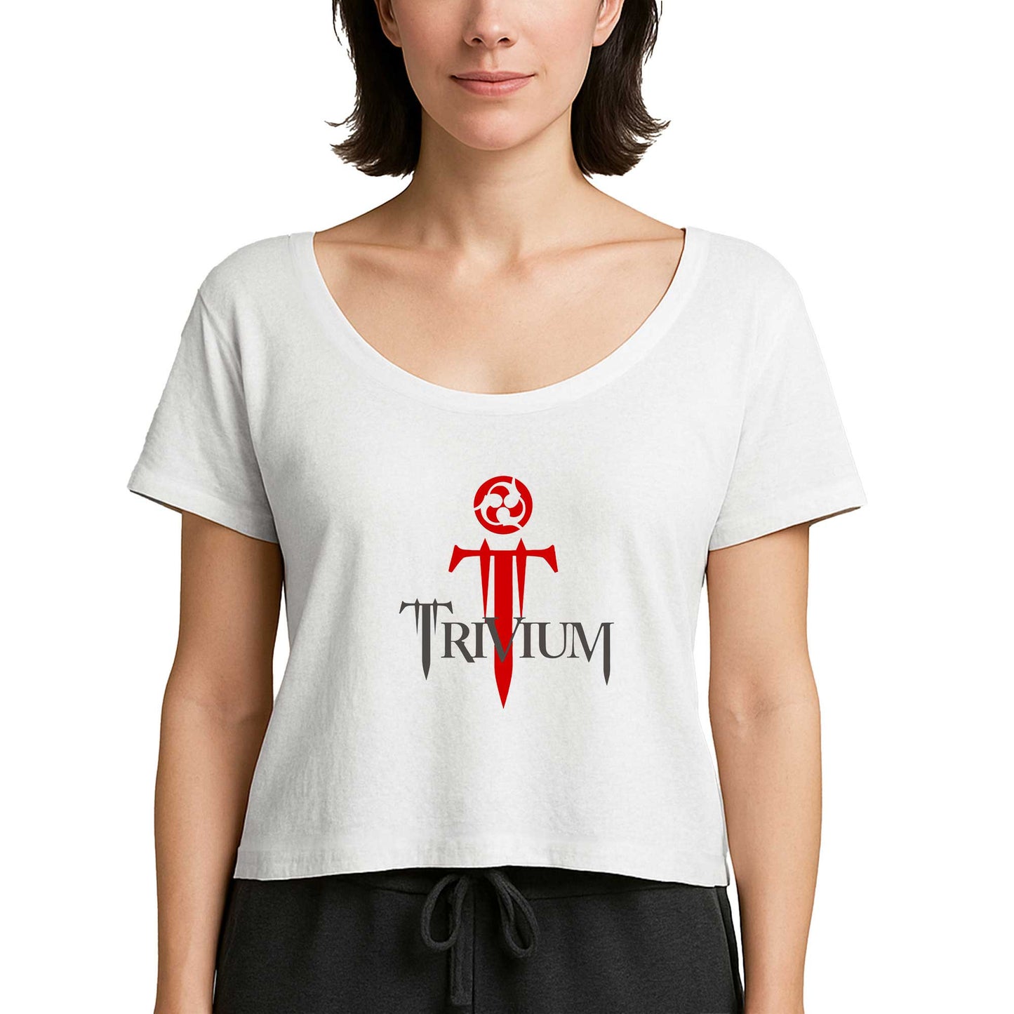 Trivium Logo Red Beyaz Kadın Tişört