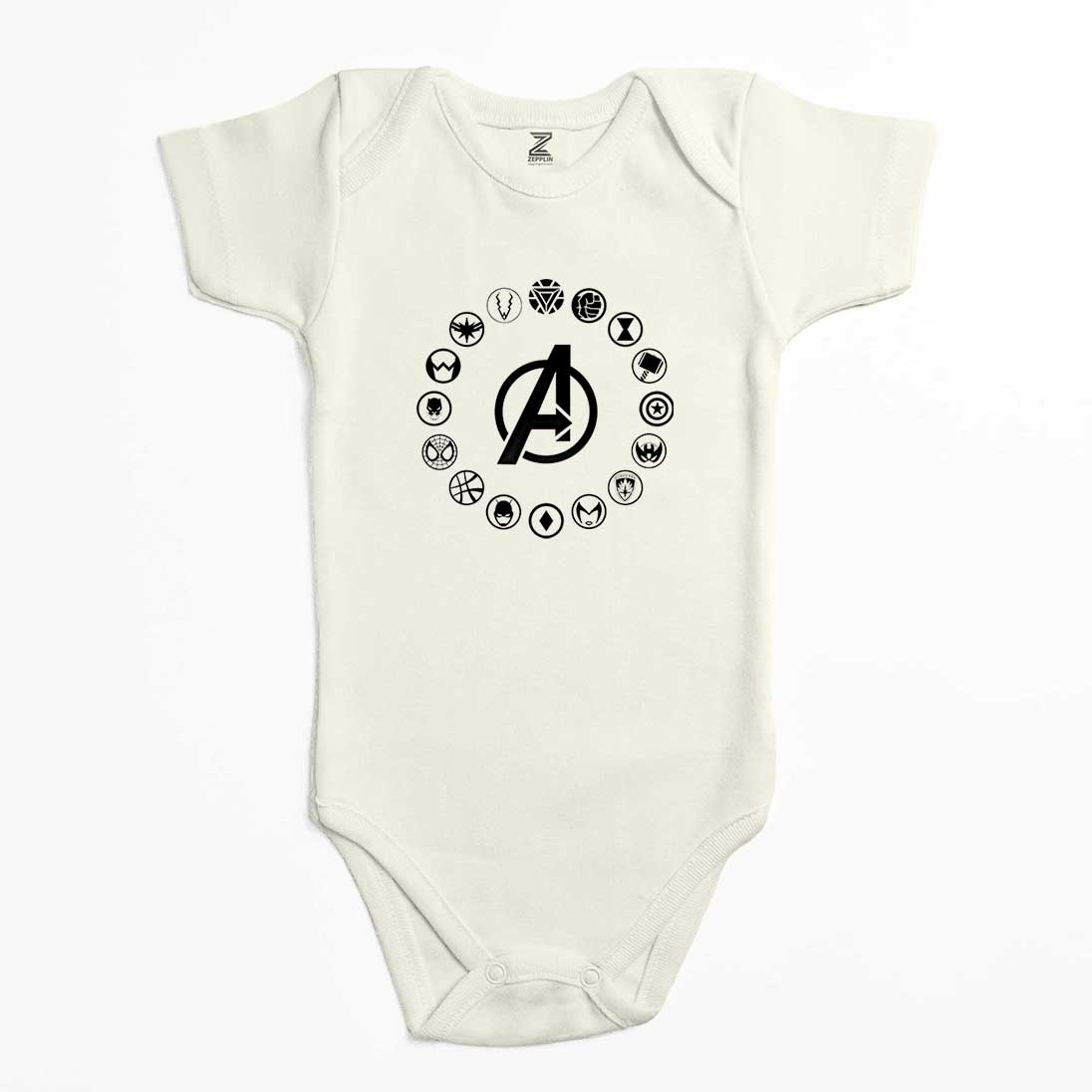 Avengers Heroes Logo Renkli Bebek Body Zıbın