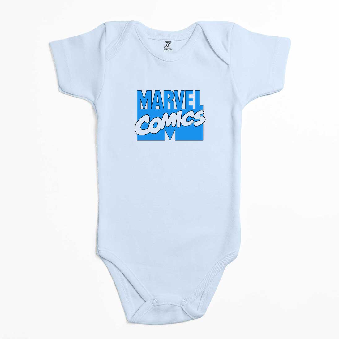 Marvel Comics Blue Logo Renkli Bebek Body Zıbın