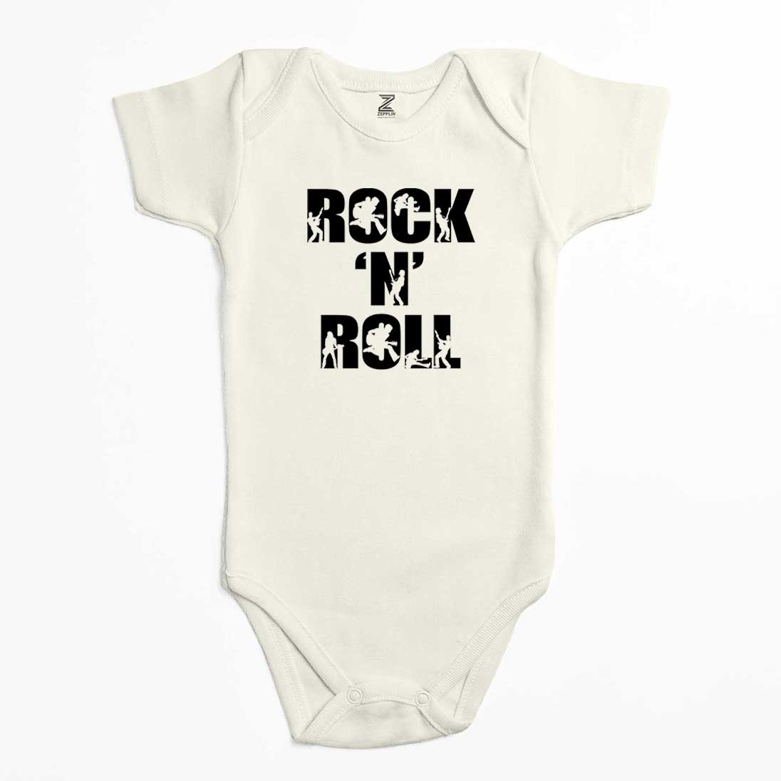 Black Rock 'N' Roll Text Renkli Bebek Body Zıbın