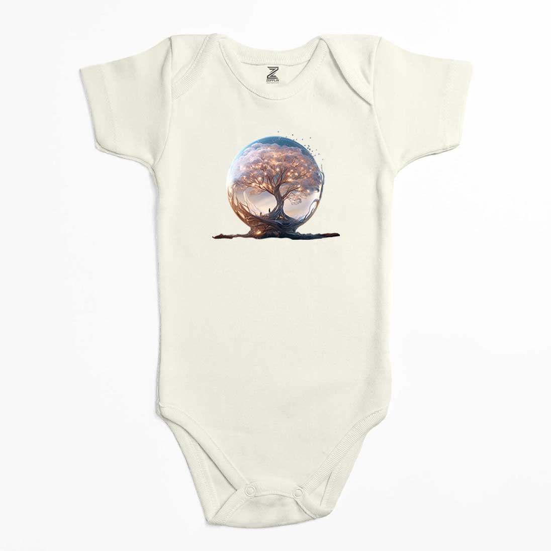 Tree Growing in Snow Gobe Renkli Bebek Body Zıbın