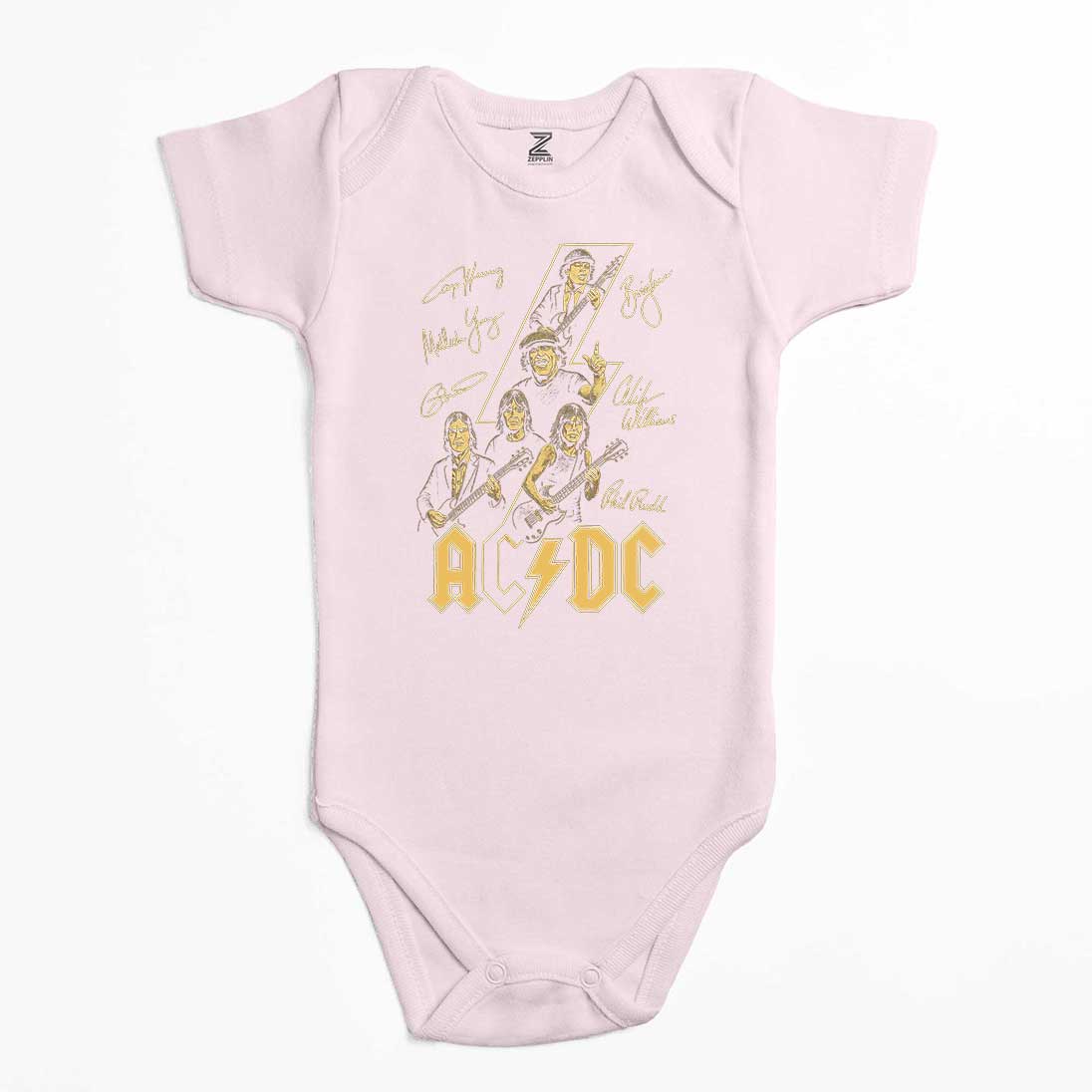 Ac Dc Silüet İmza Renkli Bebek Body Zıbın
