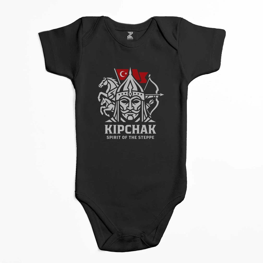 Kıpçak Atlı Okçu Türk Bayraklı Baskılı Renkli Bebek Body Zıbın
