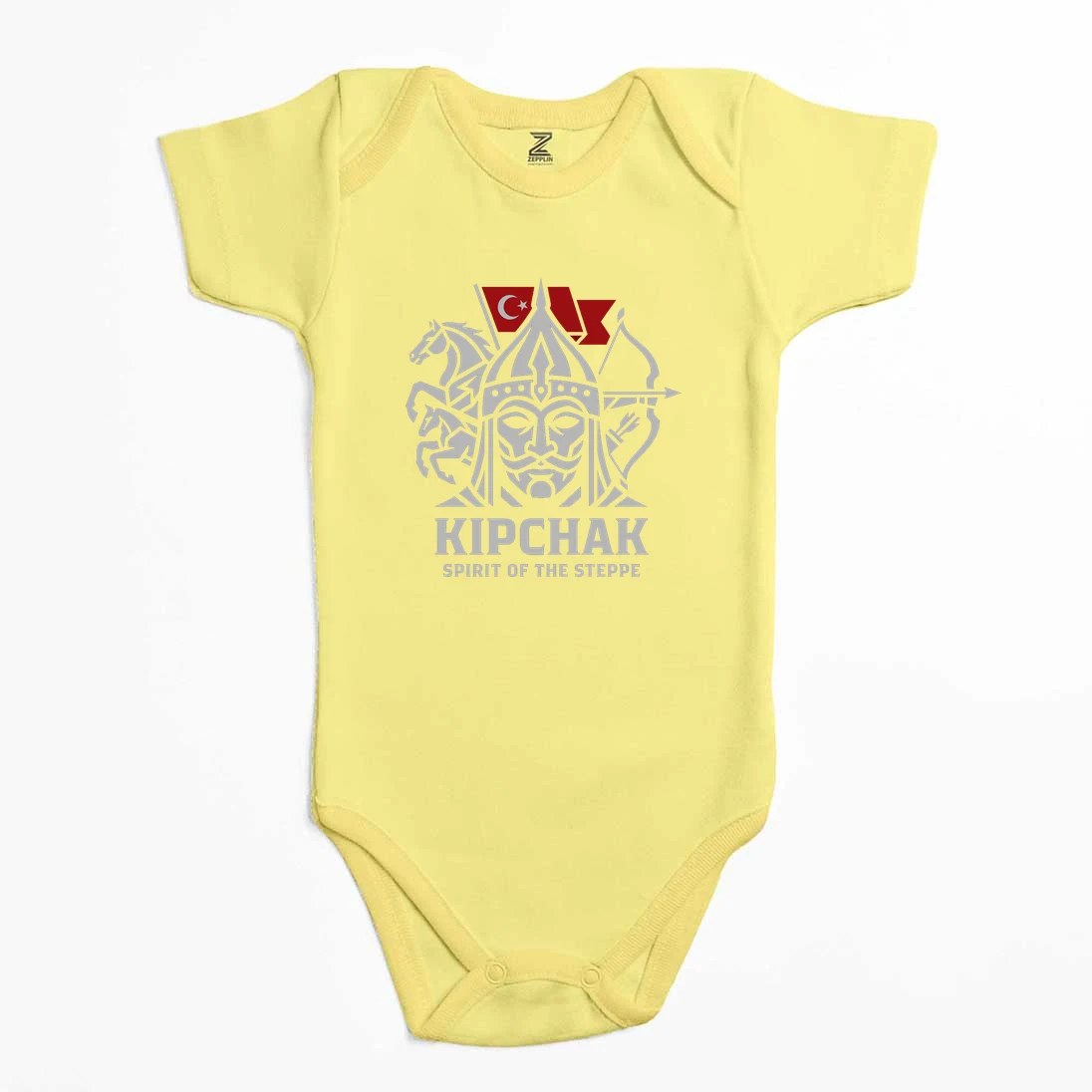 Kıpçak Atlı Okçu Türk Bayraklı Baskılı Renkli Bebek Body Zıbın