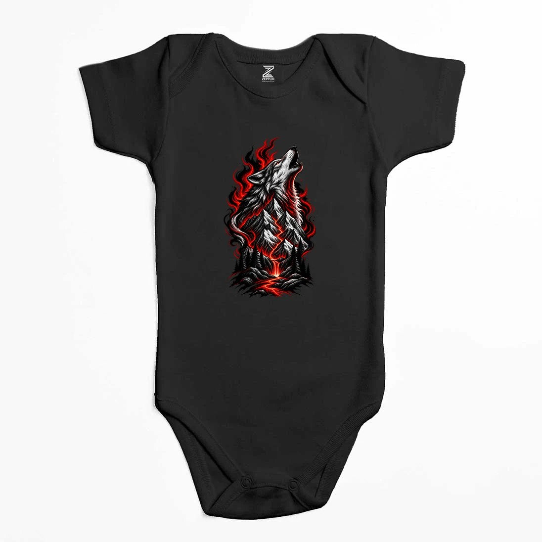 Ateş Dağları Bozkurdu Renkli Bebek Body Zıbın