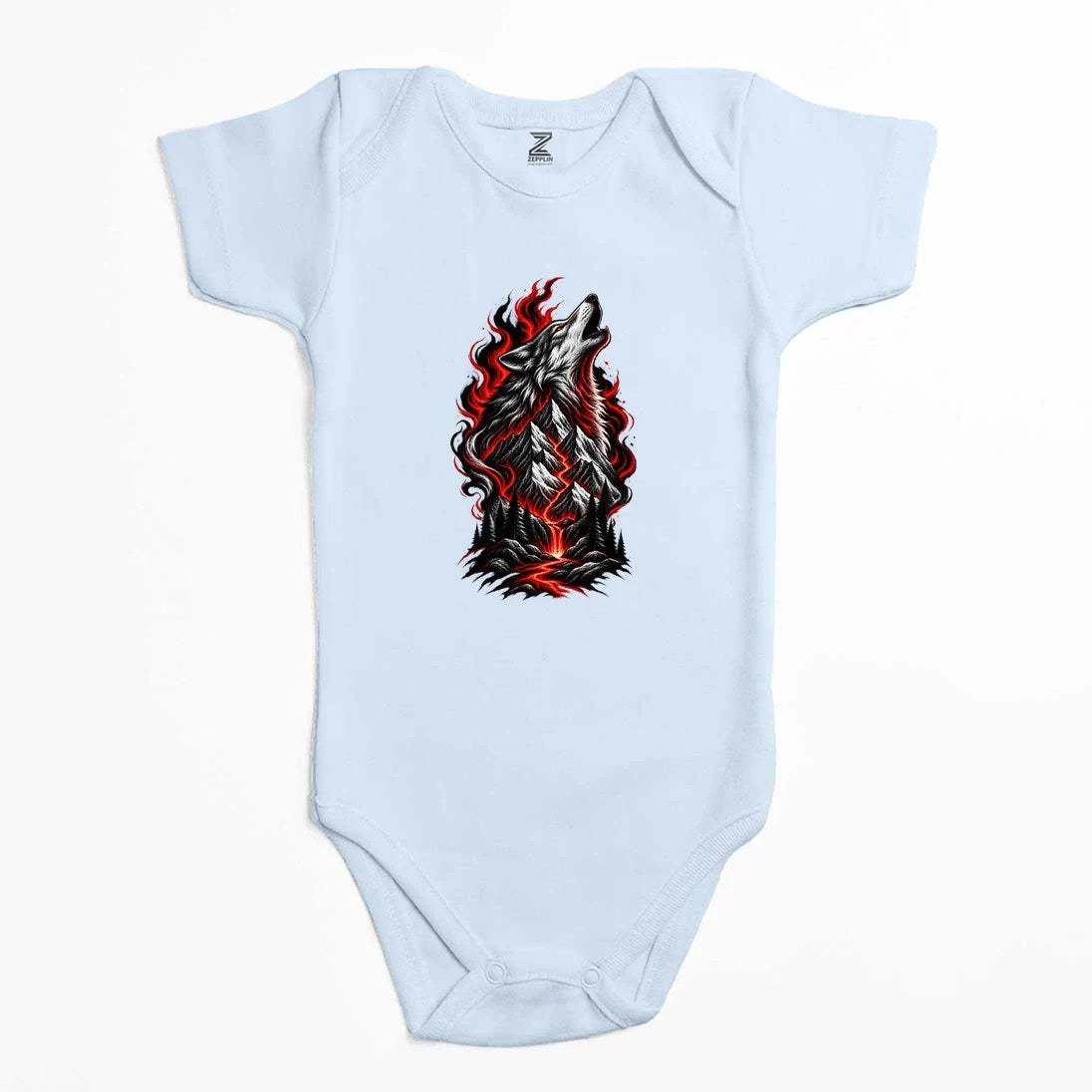 Ateş Dağları Bozkurdu Renkli Bebek Body Zıbın