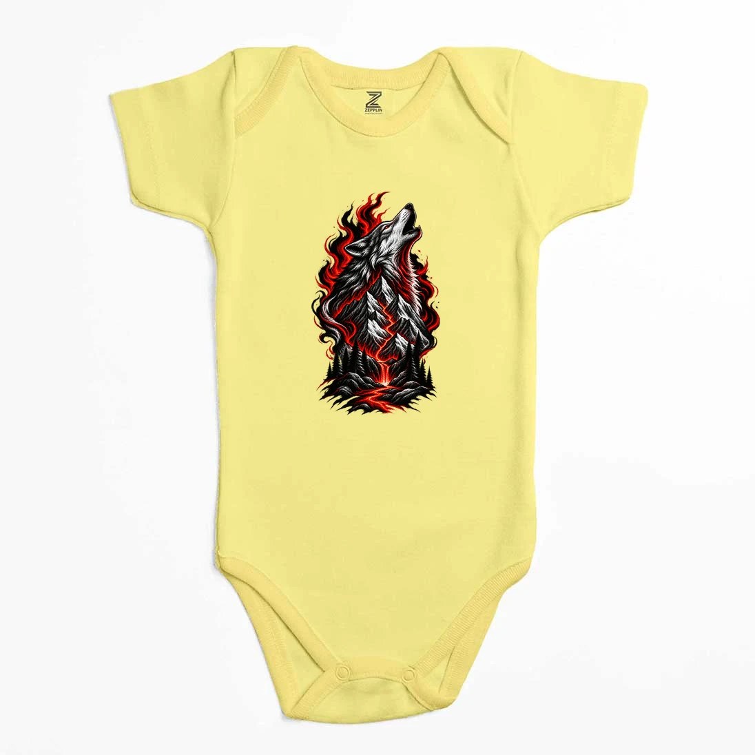Ateş Dağları Bozkurdu Renkli Bebek Body Zıbın