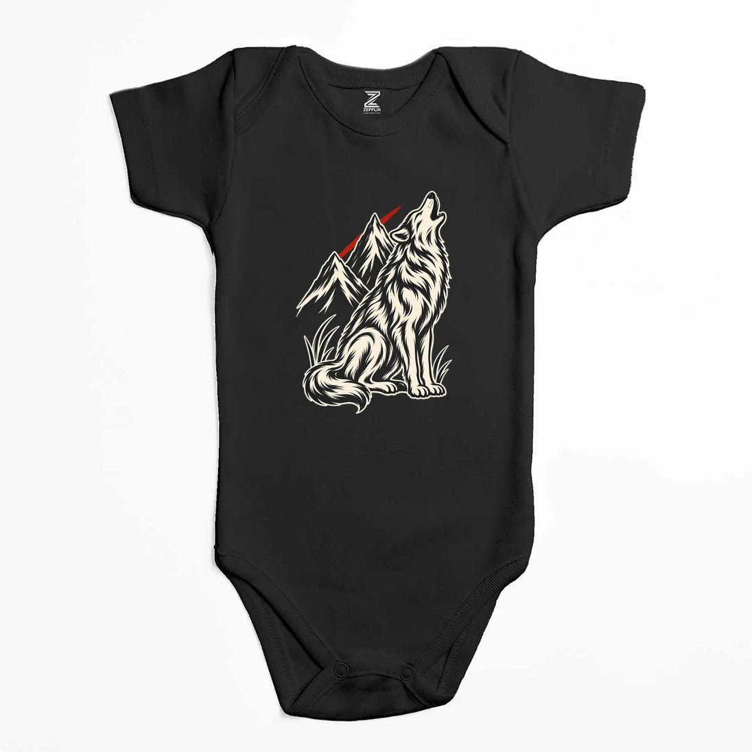 Zirveye Uluyan Bozkurt Renkli Bebek Body Zıbın