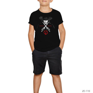 V for Vendetta Freedom Siyah Çocuk Tişört