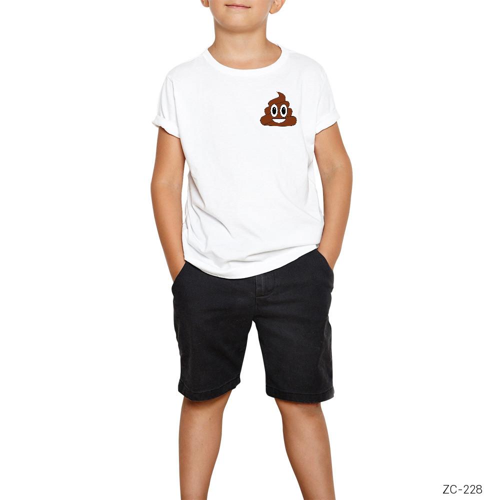 Gülen Bok Emoji Beyaz Çocuk Tişört