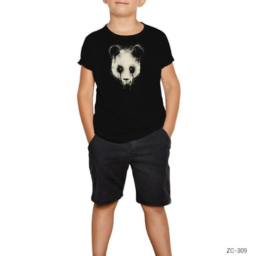Panda Splash Siyah Çocuk Tişört