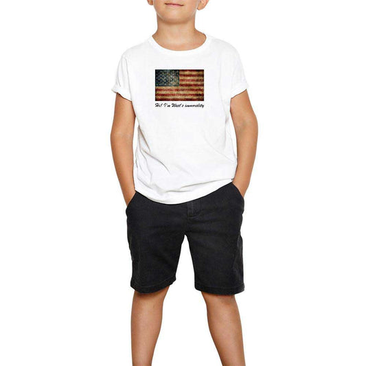 American Flag Vintage Beyaz Çocuk Tişört