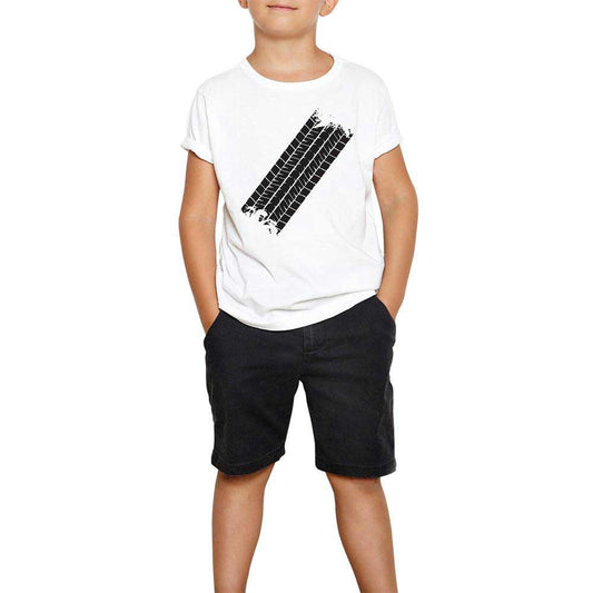 Tekerlek İzi Beyaz Çocuk Tişört