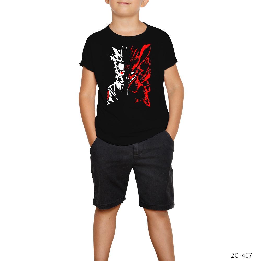 Naruto Fox Siyah Çocuk Tişört