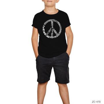 Music Love Peace Siyah Çocuk Tişört