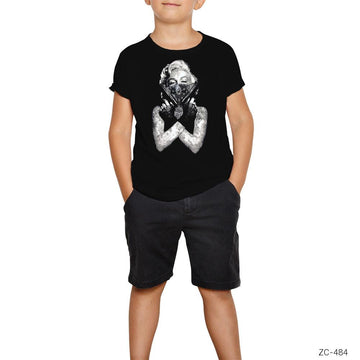 Marilyn Monroe Gangsta Siyah Çocuk Tişört